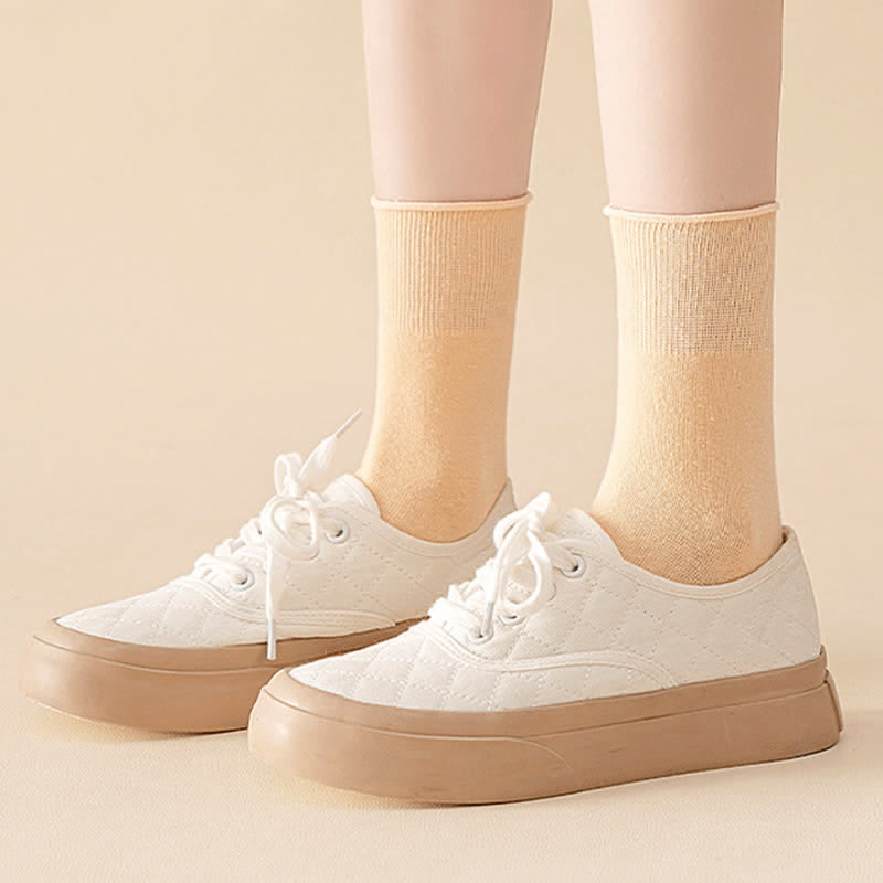Plus Size Elastic Solid Quarter Socks(6 Pairs)