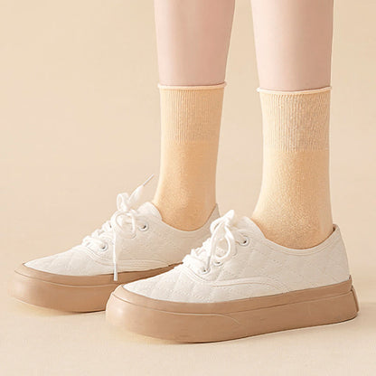 Plus Size Elastic Solid Quarter Socks(6 Pairs)