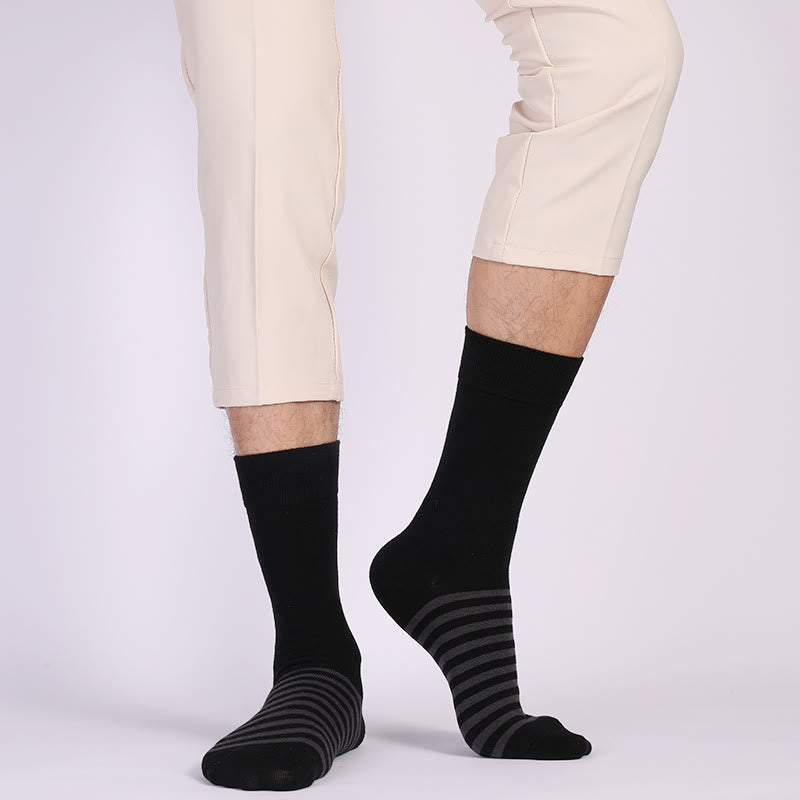 Plus Size Color Stripes Crew Socks(6 Pairs)