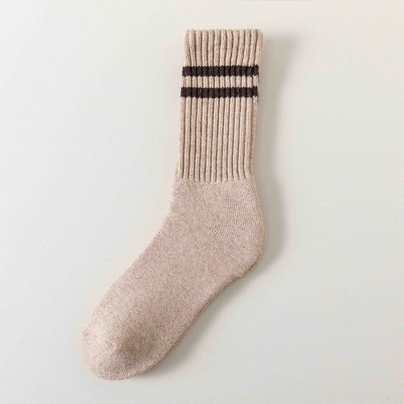 Plus Size Striped Warm Wool Quarter Socks(5 Pairs)