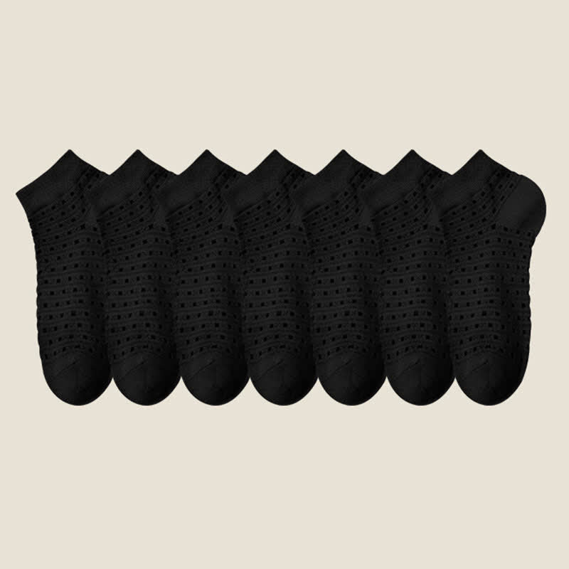 Plus Size Hollow Mesh Ankle Socks(7 Pairs)