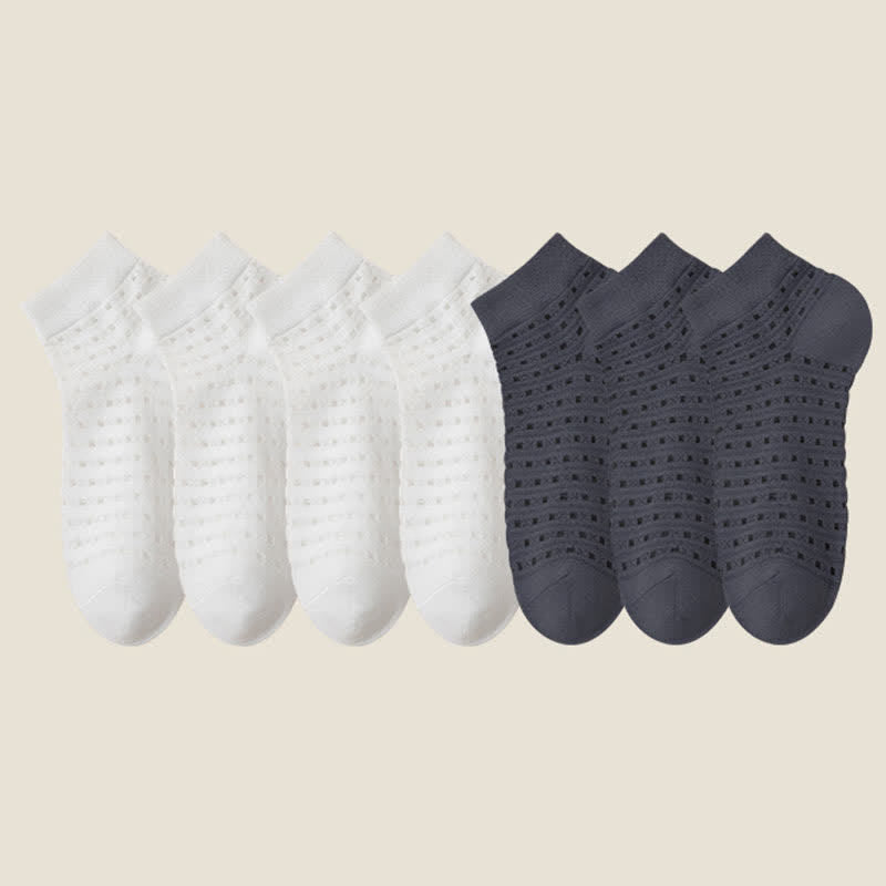 Plus Size Hollow Mesh Ankle Socks(7 Pairs)
