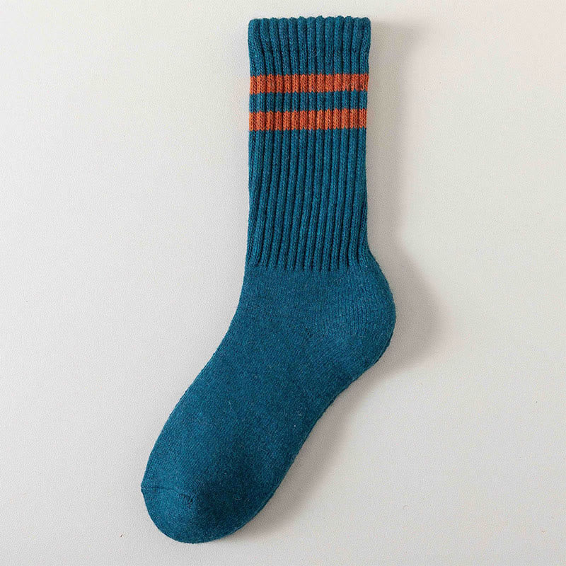 Plus Size Striped Warm Wool Quarter Socks(5 Pairs)