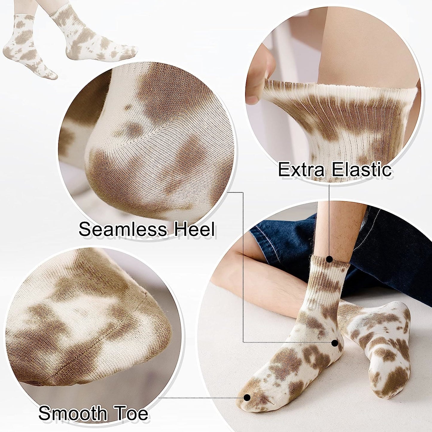 Plus Size Tie-dye Quarter Socks(5 Pairs)