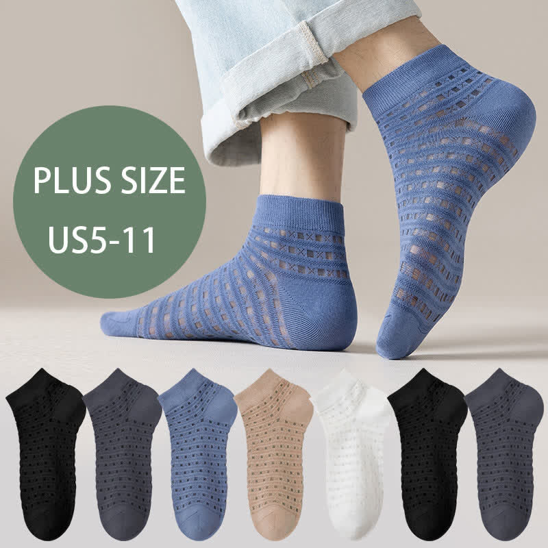 Plus Size Hollow Mesh Ankle Socks(7 Pairs)