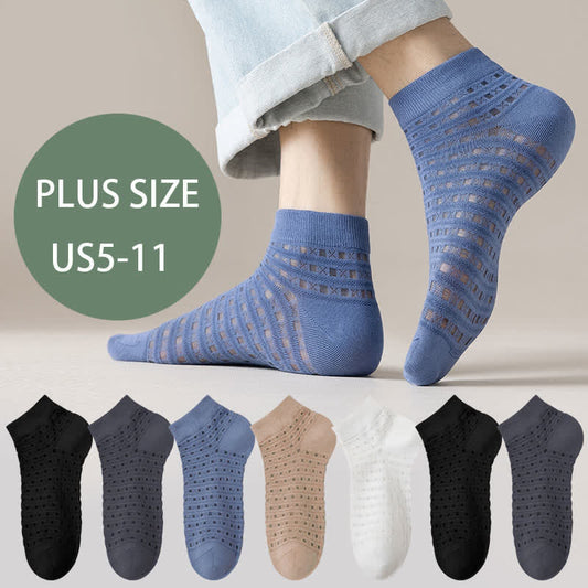 Plus Size Hollow Mesh Ankle Socks(7 Pairs)