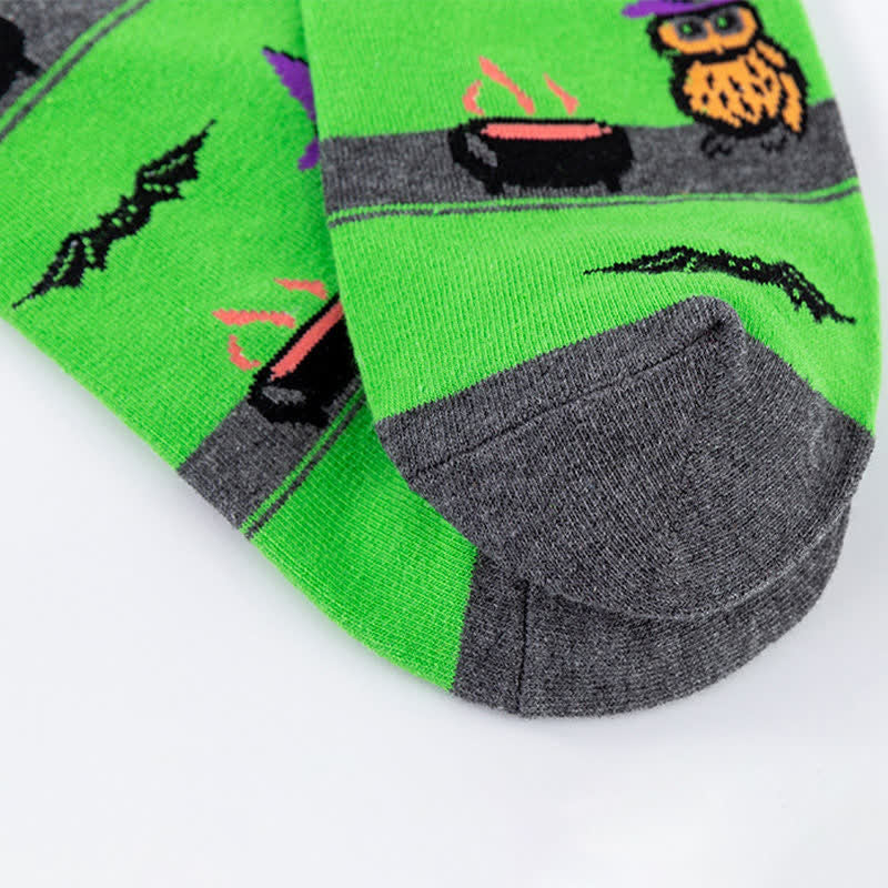 Plus Size Halloween Cotton Lounge Crew Socks(5 Pairs)
