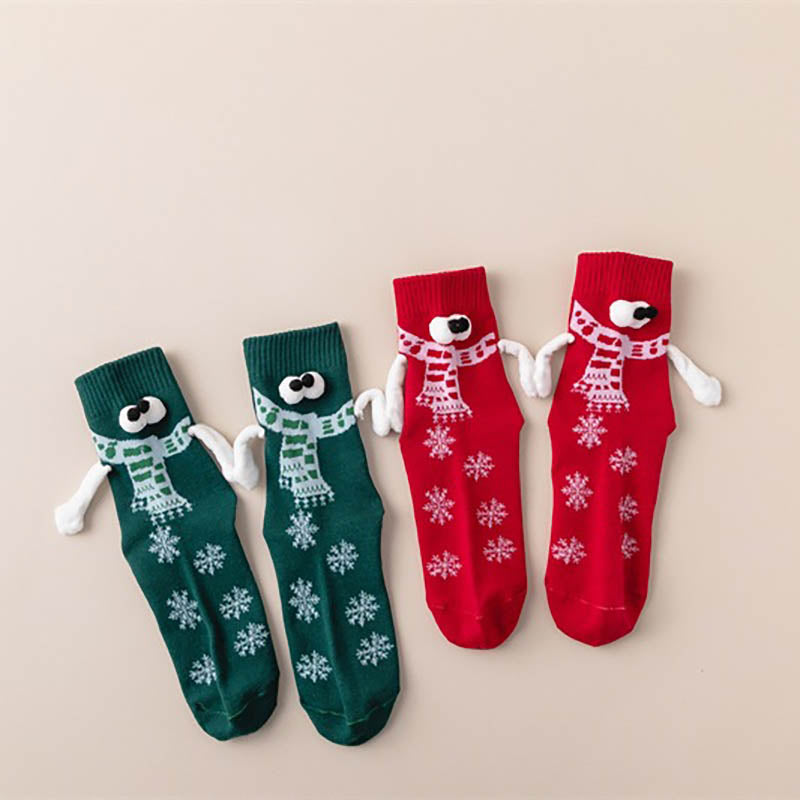 Plus Size Christmas Holding Hands Quarter Socks(4 Pairs)