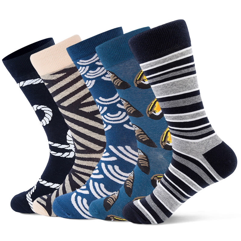 Plusock Plus Size Blue Oyster Crew Socks(5 Pairs)