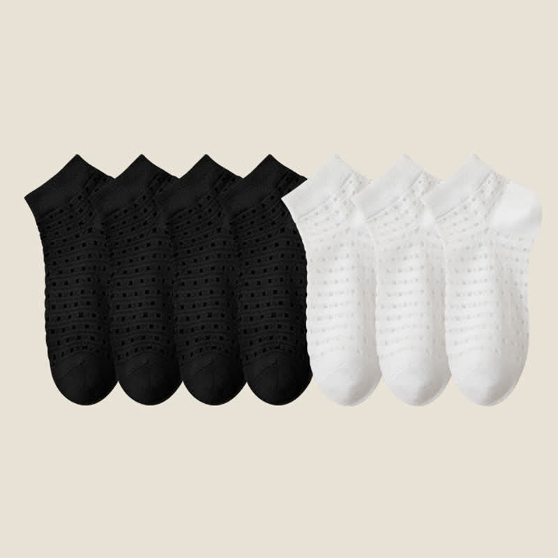Plus Size Hollow Mesh Ankle Socks(7 Pairs)