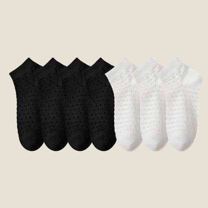 Plus Size Hollow Mesh Ankle Socks(7 Pairs)