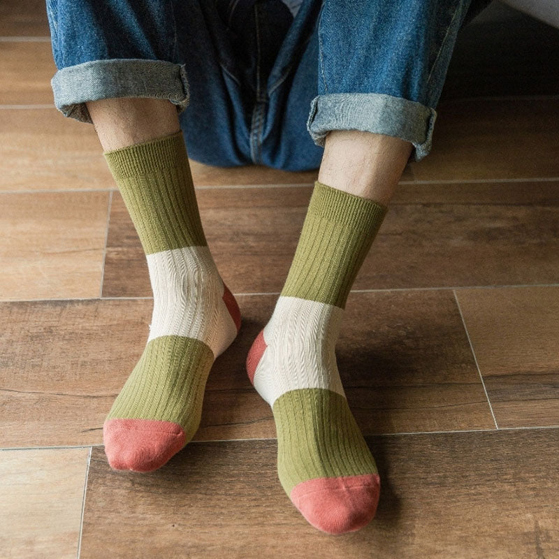Plus Size Contrast Color Quarter Socks(5 Pairs)