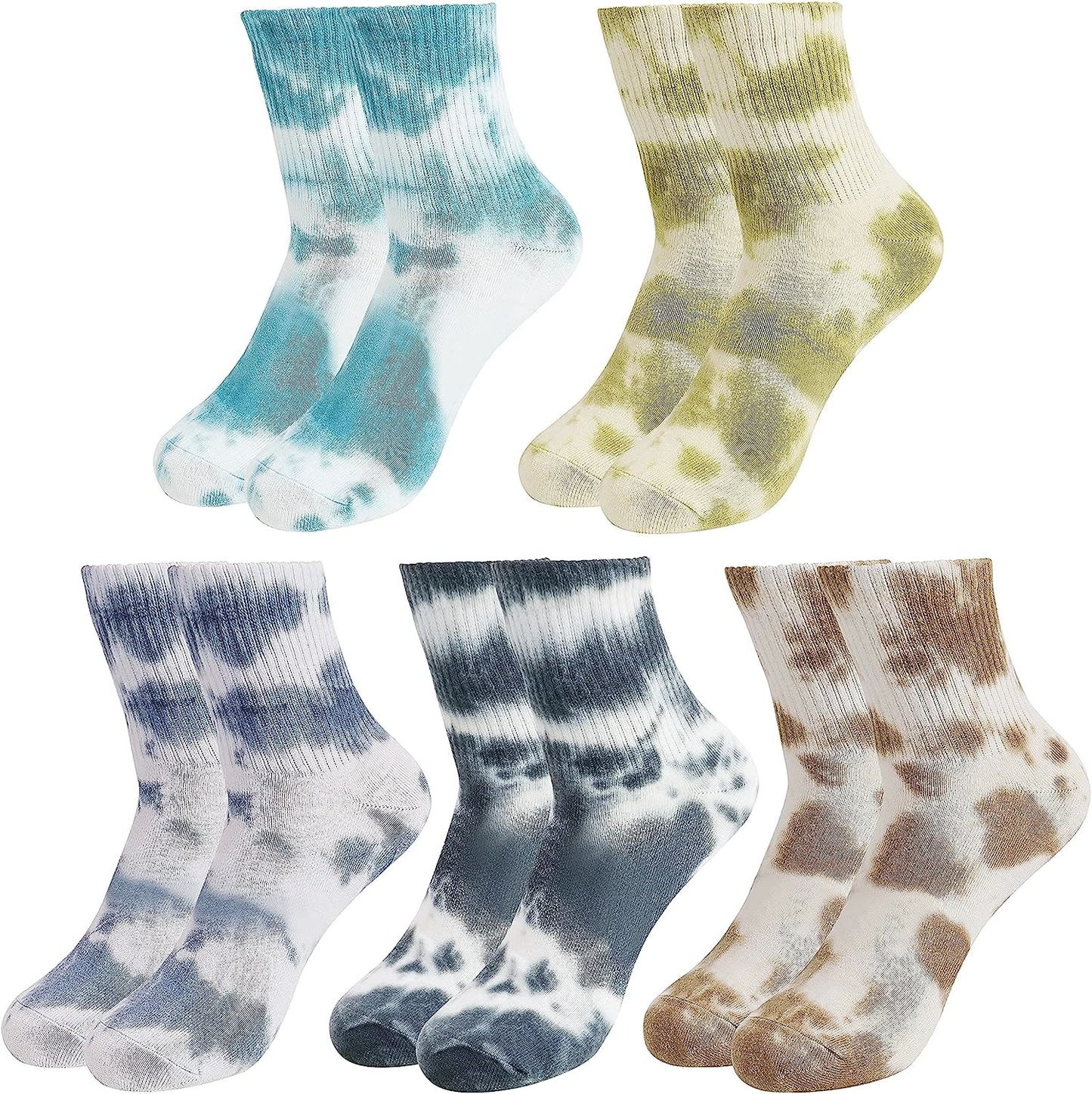 Plus Size Tie-dye Quarter Socks(5 Pairs)
