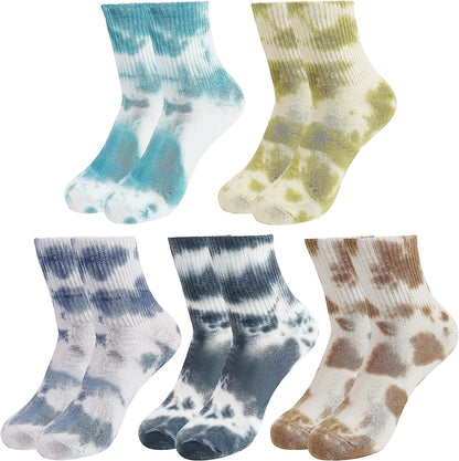 Plus Size Tie-dye Quarter Socks(5 Pairs)