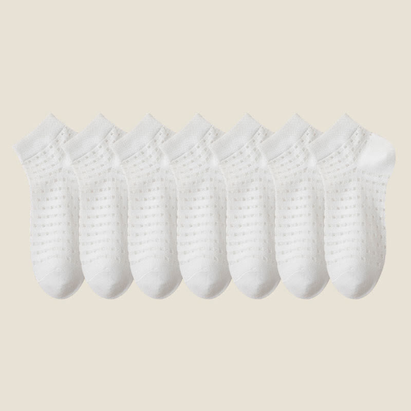 Plus Size Hollow Mesh Ankle Socks(7 Pairs)