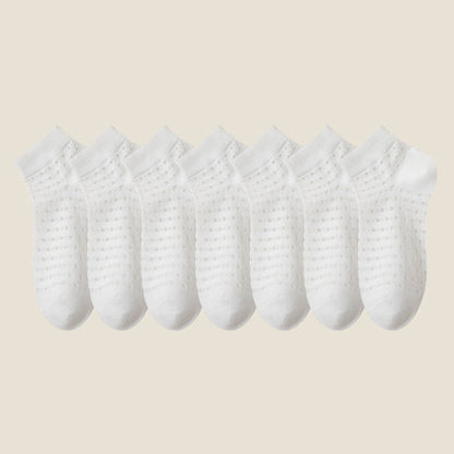 Plus Size Hollow Mesh Ankle Socks(7 Pairs)