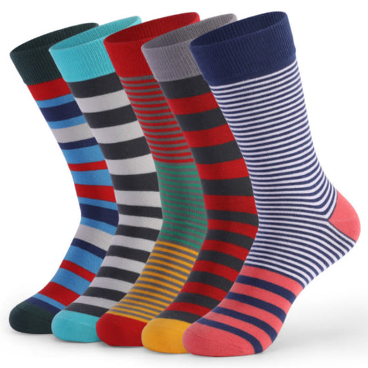 Vintage Colorful Striped Crew Socks(5 Pairs)