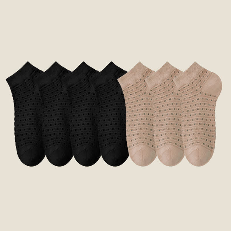 Plus Size Hollow Mesh Ankle Socks(7 Pairs)
