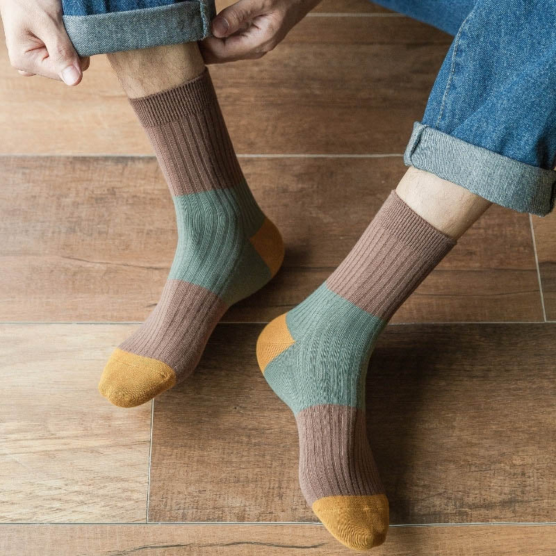 Plus Size Contrast Color Quarter Socks(5 Pairs)