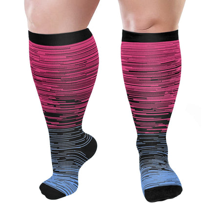 2XL-7XL Colorful Cool Lines Plus Size Compression Socks