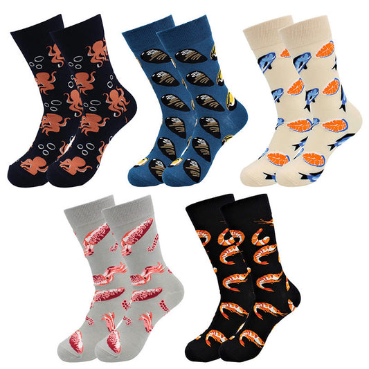 Plus Size Marine Series Fun Crew Socks(5 Pairs)
