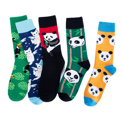 Plus Size Cute Panda Crew Socks(5 Pairs)