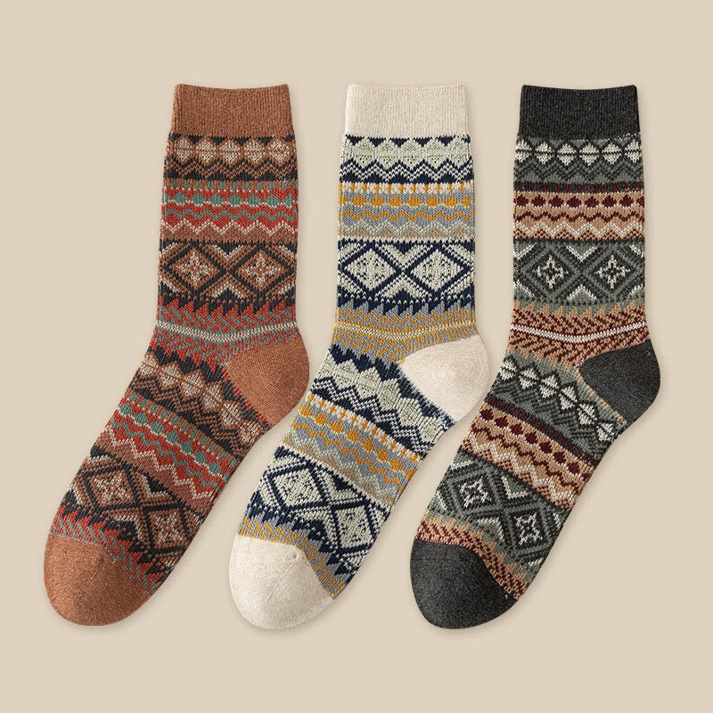 Plus Size Retro Breathable Quarter Socks(3 Pairs)