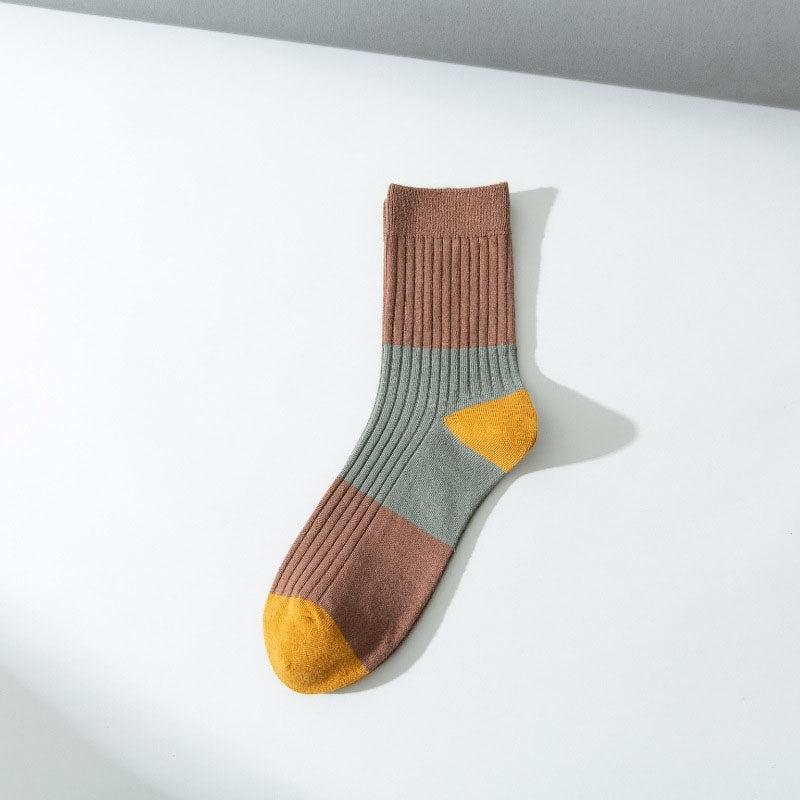Plus Size Contrast Color Quarter Socks(5 Pairs)