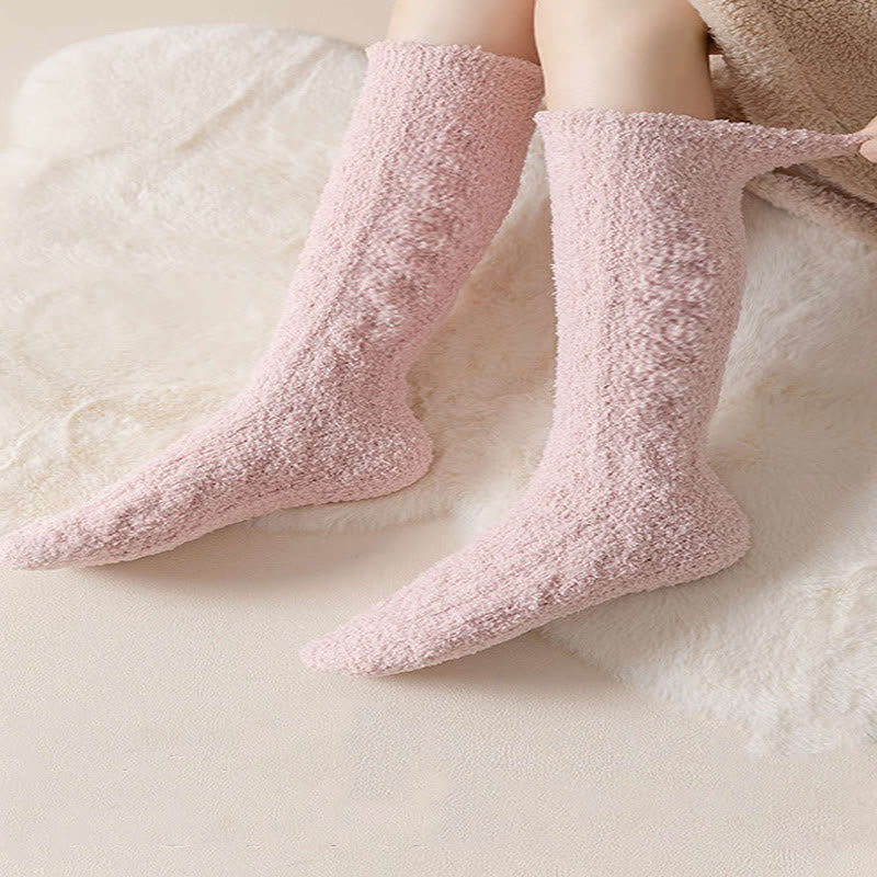 Plus Size Coral Fleece Thermal Knee High Socks(5 Pairs)